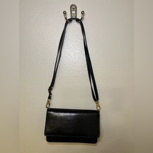 Elegant Black Leather shoulder and Crossbody Bag